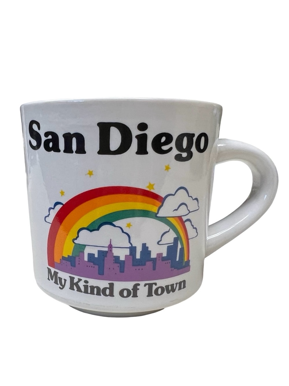 Vintage 80s Papel SAN DIEGO “My Kind Of Town” Kitschy Rainbow Souvenir Mug Gift